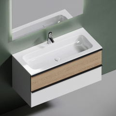 Тумба подвесная SANCOS Delta, Дуб светлый/белый 995х445х500, под раковину, DL100W