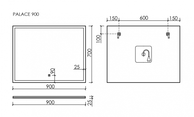 Зеркало SANCOS подсветкой Palace, 900х700 мм, PA900
