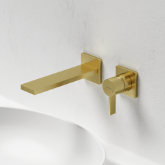 Смеситель для раковины SANCOS Linn c внутренней частью, брашированное золото, PVD покрытие, SC9021BG