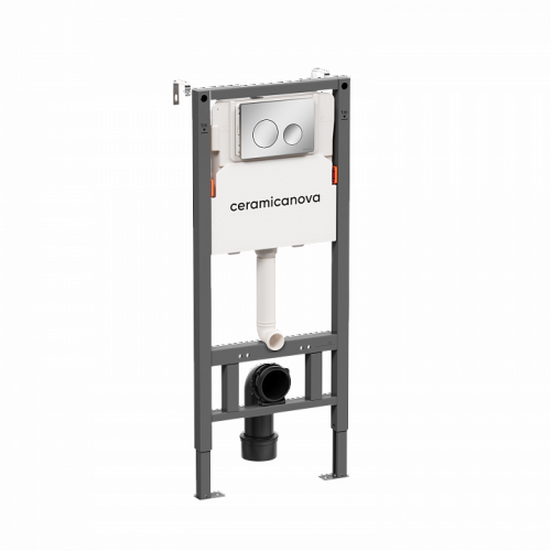 Система инсталляции для унитазов CERAMICANOVA Balance с кнопкой смыва Circle, цвет хром глянцевый, с креплениями, CN121001CH