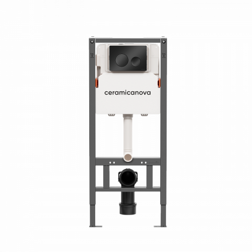 Система инсталляции для унитазов CERAMICANOVA Balance с кнопкой смыва Circle, цвет черный матовый, с креплениями, CN121001MB