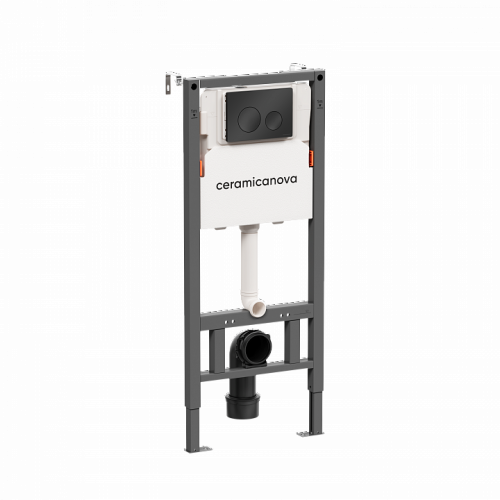 Система инсталляции для унитазов CERAMICANOVA Balance с кнопкой смыва Circle, цвет черный матовый, с креплениями, CN121001MB