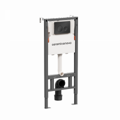 Система инсталляции для унитазов CERAMICANOVA Balance с кнопкой смыва Circle, цвет черный матовый, с креплениями, CN121001MB