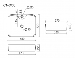 Умывальник CERAMICANOVA Element чаша накладная прямоугольная CN6033