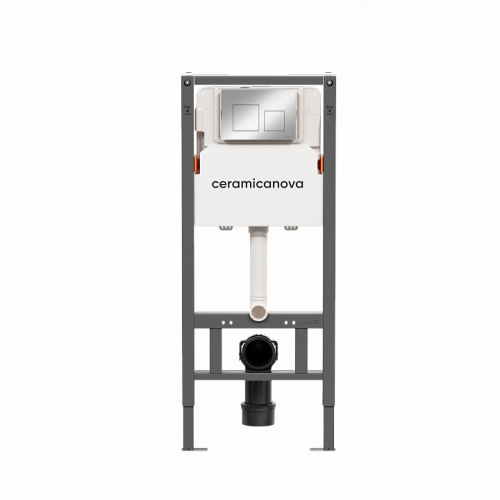 Система инсталляции для унитазов CERAMICANOVA Balance с кнопкой смыва Square, цвет хром глянцевый, с креплениями, CN121002CH