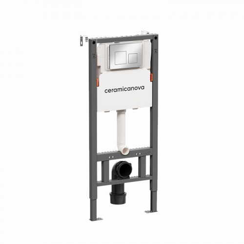 Система инсталляции для унитазов CERAMICANOVA Balance с кнопкой смыва Square, цвет хром глянцевый, с креплениями, CN121002CH