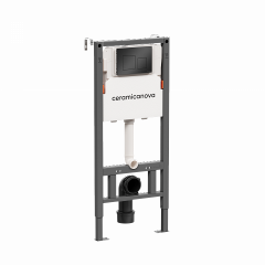 Система инсталляции для унитазов CERAMICANOVA Balance с кнопкой смыва Square, цвет черный матовый, с креплениями, CN121002MB