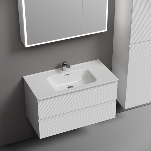 Тумба подвесная SANCOS Folk 890х445х500, c двумя ящиками оснащенными доводчиками, Bianco,FL90W