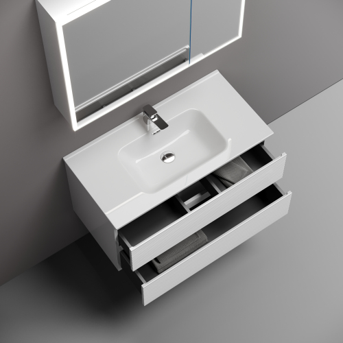 Тумба подвесная SANCOS Folk 890х445х500, c двумя ящиками оснащенными доводчиками, Bianco,FL90W