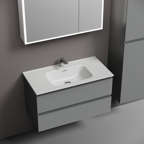 Тумба подвесная SANCOS Folk 890х445х500, c двумя ящиками оснащенными доводчиками, Ergraut soft,FL90ES