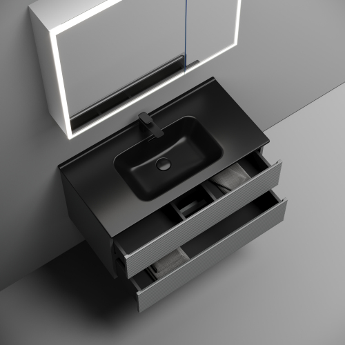 Тумба подвесная SANCOS Folk 890х445х500, c двумя ящиками оснащенными доводчиками, Ergraut soft,FL90ES