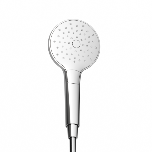 Душевая лейка SANCOS Luna, кнопочное управление, диаметр 120 мм, 3 режима, цвет хром/белый, SC6004CH