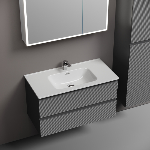 Тумба подвесная SANCOS Folk 890х445х500, c двумя ящиками оснащенными доводчиками, Grey soft,FL90GS