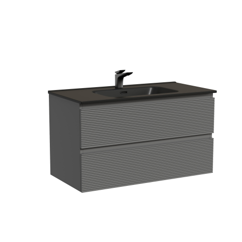 Тумба подвесная SANCOS Folk 890х445х500, c двумя ящиками оснащенными доводчиками, Grey soft,FL90GS