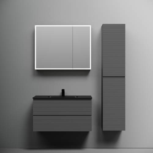 Тумба подвесная SANCOS Folk 890х445х500, c двумя ящиками оснащенными доводчиками, Grey soft,FL90GS