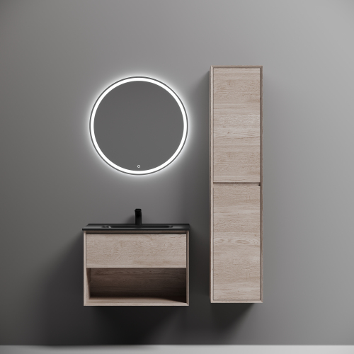 Тумба подвесная SANCOS Marmi 1.0 690х445х520 c одним ящиком оснащенным доводчиками скрытого монтажа и открытой нишей, дуб галифакс натуральный, MR1.070EG