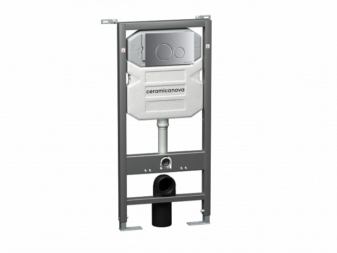 Система инсталляции для унитазов CERAMICANOVA Envision с кнопкой смыва Round цвет хром матовый и креплениями CN1001M