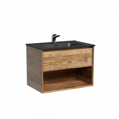 Тумба подвесная SANCOS Marmi 1.0 690х445х520 c одним ящиком оснащенным доводчиками скрытого монтажа и открытой нишей, дуб чарльстон,MR1.070ECH