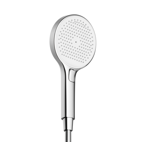 Душевая лейка SANCOS Nok round, кнопочное управление, диаметр 130 мм, 3 режима, цвет хром/белый, SC6001CH-W