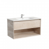 Тумба подвесная SANCOS Marmi 1.0 890х445х520 c одним ящиком оснащенным доводчиками скрытого монтажа и открытой нишей, дуб галифакс натуральный, MR1.090EG