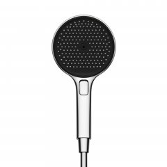 Душевая лейка SANCOS Nok round, кнопочное управление, диаметр 130 мм, 3 режима, цвет хром/черный матовый, арт SC6001CH-B, SC6001CH-B