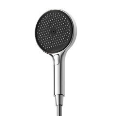 Душевая лейка SANCOS Nok round, кнопочное управление, диаметр 130 мм, 3 режима, цвет хром/черный матовый, арт SC6001CH-B, SC6001CH-B