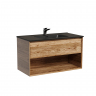 Тумба подвесная SANCOS Marmi 1.0 890х445х520 c одним ящиком оснащенным доводчиками скрытого монтажа и открытой нишей, дуб чарльстон,MR1.090ECH