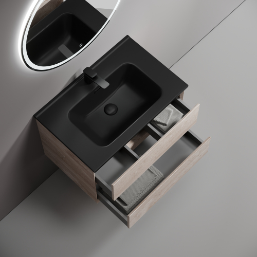 Тумба подвесная SANCOS Marmi 2.0 690х445х520 с двумя ящиками оснащенными доводчиками скрытого монтажа, дуб галифакс натуральный, MR2.070EG