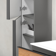 Шкаф-пенал SANCOS Delta подвесной, Дуб красный/графит 350х300х1600, PDL35GR