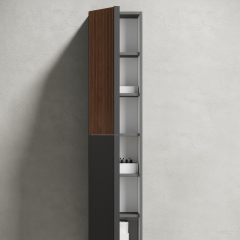 Шкаф-пенал SANCOS Delta подвесной, Дуб красный/графит 350х300х1600, PDL35GR