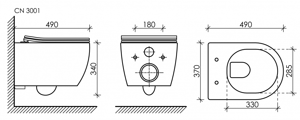 Подвесной унитаз CERAMICANOVA Play Rimless CN3001