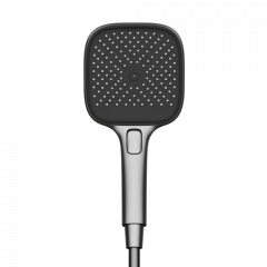 Душевая лейка SANCOS Nok square, кнопочное управление, 125x125 мм, 3 режима, цвет воронёная сталь/черный матовый, SC6002GG