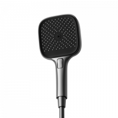 Душевая лейка SANCOS Nok square, кнопочное управление, 125x125 мм, 3 режима, цвет воронёная сталь/черный матовый, SC6002GG