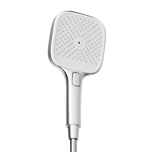 Душевая лейка SANCOS Nok square, кнопочное управление, 125x125 мм, 3 режима, цвет хром/белый, SC6002CH-W