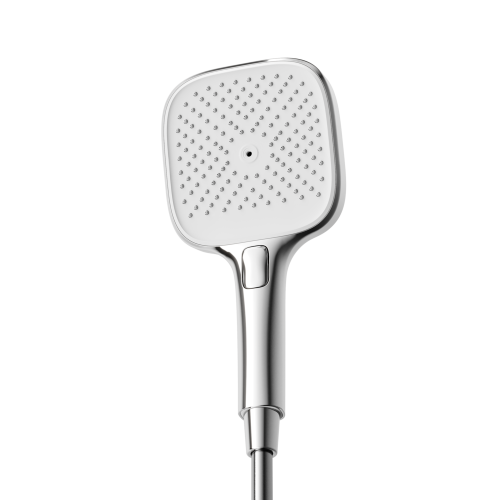 Душевая лейка SANCOS Nok square, кнопочное управление, 125x125 мм, 3 режима, цвет хром/белый, SC6002CH-W