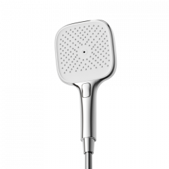 Душевая лейка SANCOS Nok square, кнопочное управление, 125x125 мм, 3 режима, цвет хром/белый, SC6002CH-W