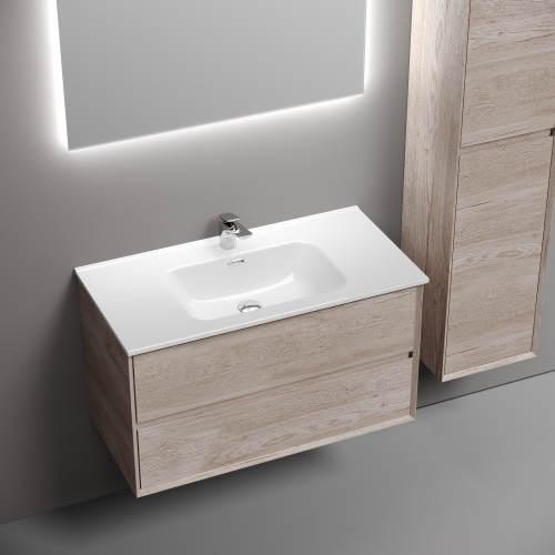 Тумба подвесная SANCOS Marmi 2.0 890х445х520 с двумя ящиками оснащенными доводчиками скрытого монтажа, дуб галифакс натуральный, MR2.090EG