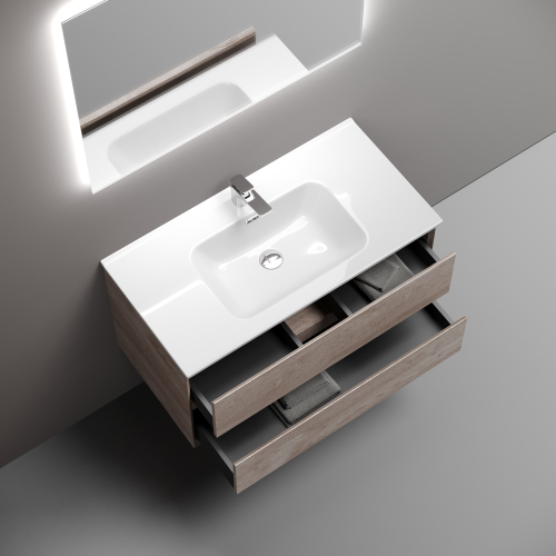 Тумба подвесная SANCOS Marmi 2.0 890х445х520 с двумя ящиками оснащенными доводчиками скрытого монтажа, дуб галифакс натуральный, MR2.090EG