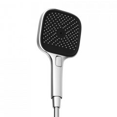 Душевая лейка SANCOS Nok square, кнопочное управление, 125x125 мм, 3 режима, цвет хром/черный матовый, SC6002CH-B