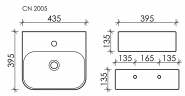 Умывальник CERAMICANOVA AURA с 1 отверстием для смесителя, без перелива CN2005