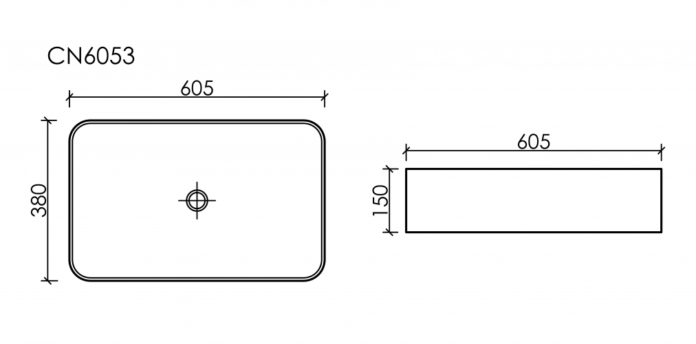 Умывальник CERAMICANOVA Element чаша накладная прямоугольная CN6053