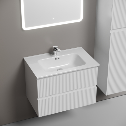 Тумба подвесная SANCOS Snob R 690х445х500, c двумя ящиками оснащенными доводчиками, Bianco,SNR70W