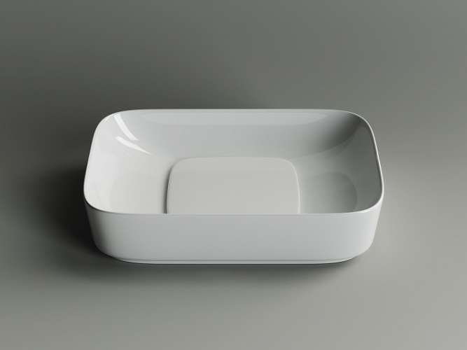 Умывальник CERAMICANOVA Element чаша накладная прямоугольная с керамической накладкой на сливное отверстие CN5021