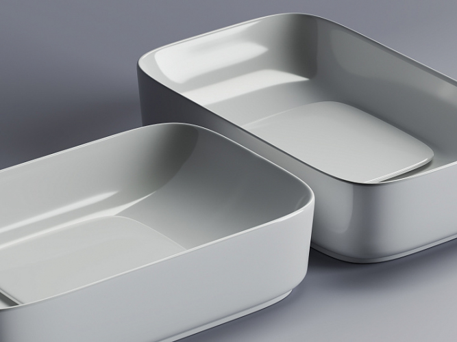 Умывальник CERAMICANOVA Element чаша накладная прямоугольная с керамической накладкой на сливное отверстие CN5021