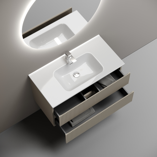 Тумба подвесная SANCOS Snob R 890х445х500, c двумя ящиками оснащенными доводчиками, Beige Soft ,SNR90CE