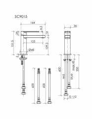 Смеситель для раковины SANCOS Studio, вороненая сталь, SC9015GG