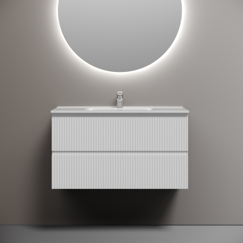 Тумба подвесная SANCOS Snob R 890х445х500, c двумя ящиками оснащенными доводчиками, Bianco,SNR90W