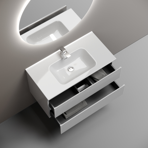 Тумба подвесная SANCOS Snob R 890х445х500, c двумя ящиками оснащенными доводчиками, Bianco,SNR90W