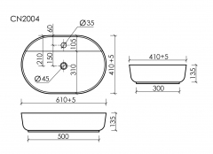 Умывальник накладной CERAMICANOVA MODO CN2004