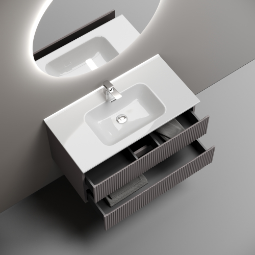 Тумба подвесная SANCOS Snob R 890х445х500, c двумя ящиками оснащенными доводчиками, Doha Soft,SNR90SM